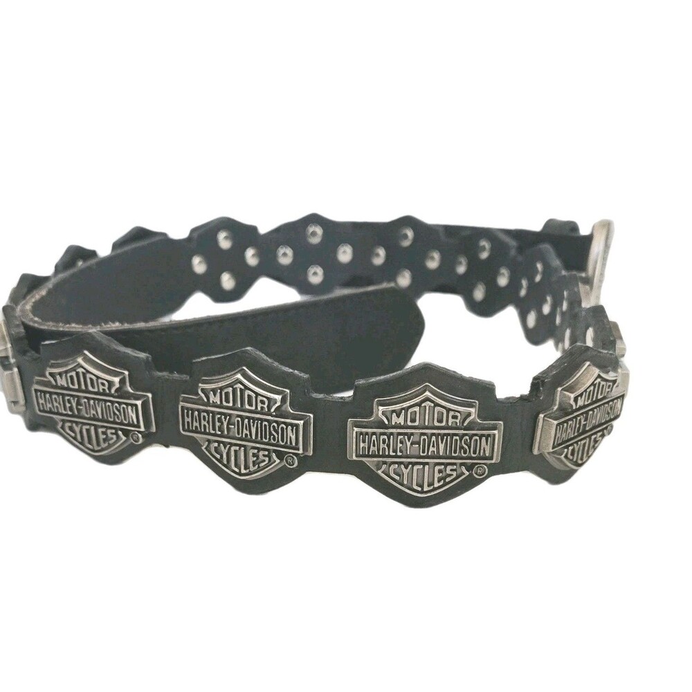 Harley Davidson Black Leather Belt W Bar & Shield Metal Conchos Size 3XL